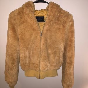 Faux Fur Bomber Hooded Jacket